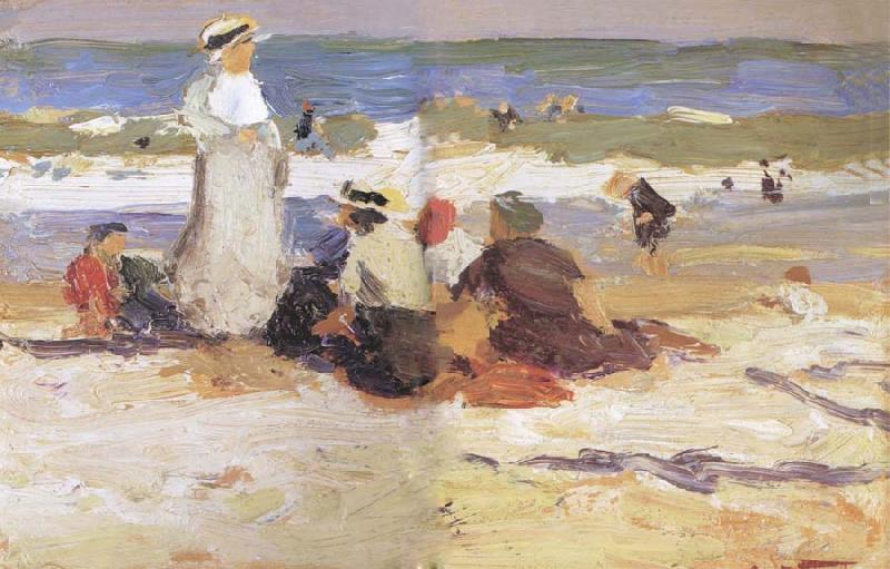 Edward Henry Potthast Prints At the beach Germany oil painting art